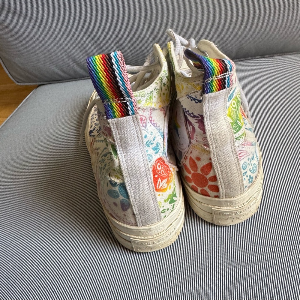 Converse High Top Sneakers - White with Rainbow Paisley - Picture 3 of 7